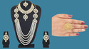 Kaaynat Brass, Stone, Mother of Pearl, Alloy Gold-plated Gold, White Jewel Set (Pack of 2)