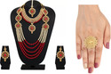 Kaaynat Brass, Stone, Mother of Pearl, Alloy Gold-plated Gold, Red Jewel Set (Pack of 5)