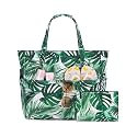 KABAQOO Extra Large Beach Bag Waterproof Sandproof Women Beach Tote with Zipper &amp; Wet Compartment for Pool Gym Grocery Travel