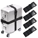 KABB HS-0083 4 PCS Suitcase Belts Travel Accessories Bag Luggage Straps, Multicolored, One Size, Black, M, 4 Count