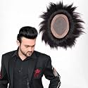 Kabello Fine Monofilament Human Hair Patch Toupee for Men Natural Human Hair, Fine Hair Wig Replacement System Easy Fit with Tape, Glue or Clips Mono Base Natural Black (9 * 6)