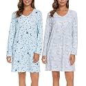 Kabento 2 Pack Long Sleeve Nightgowns for