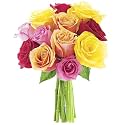 KaBloom-12 Assorted Rose Bouquet,Flowers for Valentine, Mother's Day
