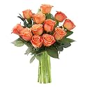 KaBloom-12 Orange Rose Bouquet, Flowers for Valentine, Mother's Day