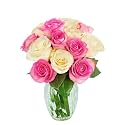 KaBloom-12 Pink&amp;white Rose Bouquet, Flowers for Valentine, Mother's Day