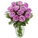 KaBloom-12 Purple Rose Bouquet, Flowers for Valentine, Mother's Day