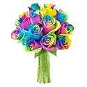 KaBloom-12 Rainbow Rose Bouquet, Flowers for Valentine, Mother's Day
