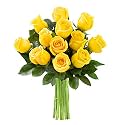 KaBloom-12 Yellow Rose Bouquet, Flowers for Valentine, Mother's Day