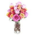KaBloom-18 Orange&amp;Pink Rose Bouquet, Flowers for Valentine, Mother's Day