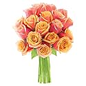 KaBloom-18 Orange Rose Bouquet, Flowers for Valentine, Mother's Day