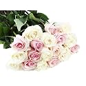 KaBloom-18 Pink&amp;white Rose Bouquet, Flowers for Valentine, Mother's Day