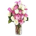 KaBloom-24 Pink&amp;white Rose Bouquet, Flowers for Valentine, Mother's Day