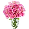 KaBloom PRIME NEXT DAY DELIVERY - Fall Collection - Bouquet of 18 Fresh Pink Roses with Vase Gift for Valentine.Gift for Birthday, Sympathy, Anniversary, Easter, Mother’s Day Fresh Flowers