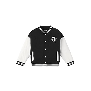Kabuki Boys Printed Black Varsity Jacket with