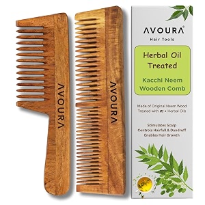 Kacchi Neem Wooden Comb Set 2 Pcs