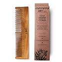 Kacchi Neem Wooden Comb - Soaked In 17 Herbs, Neem &amp; Sesame Oil For Multi-Actions - Detangling, Frizz Control &amp; Shine, Suited For All Hair Types (Pattern-3)