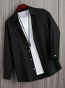 Kachhot Men Self Design Casual Black Shirt