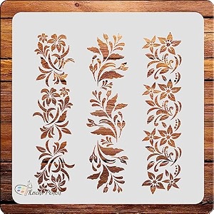 floral border design set of 3 art and craft stencils size 6 x 6 inch reusable stencil for fabric glass wall and craft