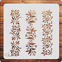Floral Border Design Set of 3 Art and Craft Stencils, Size 6 x 6 inch Reusable Stencil for, Fabric, Glass, Wall, and Craft