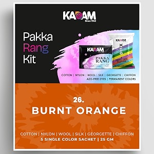 kadam pakka rang fabric dye colour  25g pack  includes dyfix color fixer  permanent fabric dyes for old faded jeans and clothes burnt orange