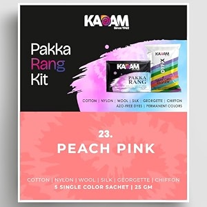 kadam pakka rang fabric dye colour  25g pack  includes dyfix color fixer  permanent fabric dyes for old faded jeans and clothes peach pink