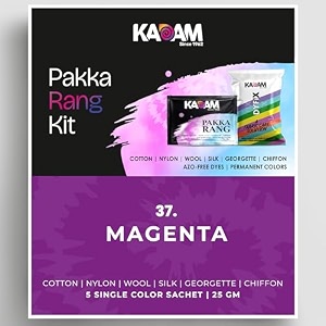 kadam pakka rang fabric dye colour  25g pack  includes dyfix color fixer  permanent fabric dyes for old faded jeans and clothes magenta