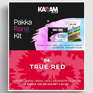 kadam pakka rang fabric dye colour  25g pack  includes dyfix color fixer  permanent fabric dyes for old faded jeans and clothes true red