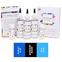 Eco-Friendly Tie Dye Kit with White Cotton Mask, Combo 10 Ocean: Cobalt Blue, Midnight Black, Sky Blue, Includes Dye Activator and Color Fixer, Cold Water Dye Colors