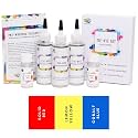 Kadam Tie Dye Kit with Face Mask and White T Shirt ,Unisex, Dye Fixative Included, Cold Fabric Dyeing (Combo 02 Dawn: Solid Red, Lemon Yellow, Cobalt Blue, No T-Shirt)