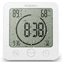 KADAMS Shower Clock Waterproof Bathroom Timer – Digital Wall Clock with Countdown, Magnetic Kitchen Clock with Temperature & Humidity, Suction Cup for Kids Shower Spa Sauna Cook Bath, White