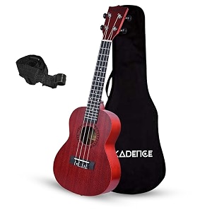 kadence uktwrd concert 2334 acoustic ukulele  sapele wood  comes with bag  includes learning course  red
