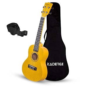 kadence uktwyel concert 2334 acoustic ukulele  sapele wood  comes with bag  includes learning course  yellow