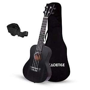 kadence uktwblk concert 2334 acoustic ukulele  sapele wood  comes with bag  includes learning course  black