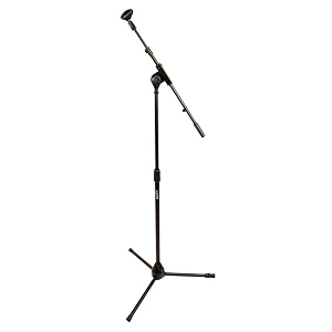 kadence nk93 touring series mic stand with boom arm  heavy-duty reinforced steel frame  adjustable telescopic boom with 360 angle control  double-braced tripod base  black