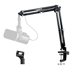 kadence nb35 home series mic boom arm stand  steel frame amp smooth angle adjustment  dual-spring suspension with 360 rotation  desk clamp mount for recording streaming amp online classes  black