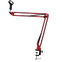 Kadence NB35RD Home Series Mic Boom Arm Stand | Steel Frame &amp; Smooth Angle Adjustment | Dual-Spring Suspension with 360° Rotation | Desk Clamp Mount for Recording, Streaming &amp; Online Classes | Red