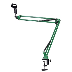 kadence nb35gn home series mic boom arm stand  steel frame amp smooth angle adjustment  dual-spring suspension with 360 rotation  desk clamp mount for recording streaming amp online classes  green