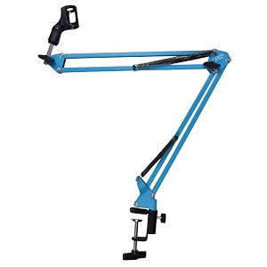 kadence nb35bl home series microphone boom arm stand  smooth angle adjustment  dual-spring suspension with 360 rotation  desk clamp mount for recording streaming amp online classes  blue
