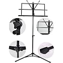 Kadence NSTD-06 Home Series Foldable Music Stand | Lightweight Wire Desk | Adjustable Height & Angle | Tripod Base | Includes Carry Bag | Suitable for Sheet Music & Tablets | Black