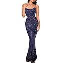 Kaei&amp;Shi Rhinestone Mesh Dress,Glitter Sparkly Embellished Sheer Maxi Dresses,Sexy Birthday Outfit for Women Cocktail Party