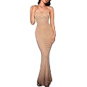 Kaei&Shi Rhinestone Mesh Dress,Glitter Sparkly Embellished Sheer Maxi Dresses,Sexy Birthday Outfit for Women Cocktail Party