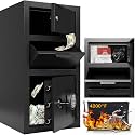KAER 6.5 Cuft Large Drop Safe for Business with Top Locker,Heavy Duty Cash Safe box with Anti-Fishing Slot,LED Light,Digital Lock,Cash Depository Safe for Hotel,Restaurant,Liquor Store,Auto Shop