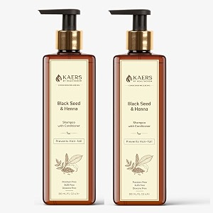 kaers kalonji herbal shampoo  black seed amp henna  shampoo with conditioner  paraben free  all hair types  smooth soft amp shiny hair  200ml pack of 2