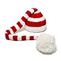 Kafeimali Baby Christmas Elf Long Tail Crochet Beanie Knit Hat Stocking Caps (White)