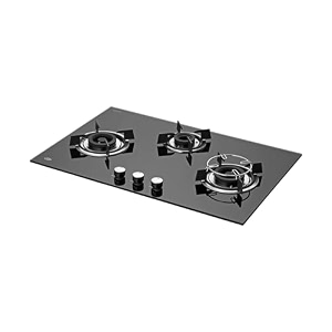 kaff - hbr 783b brass glass open 3 burner hob black
