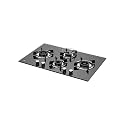 KAFF HBR 784 Built-in Hobs 4 Burners, Auto Electric Ignition Glass Top, 78 CM, Powerful Brass Burners, 8 MM Thick Toughened Glass, Enamelled Matt Grills (Black)