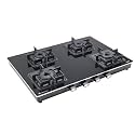 KAFF Cooktop 4 Burners 69 CM, Black Coated Brass Burners With Auto Electric Ignition, Slim Line Design, Decorative SS Moulded Strip on All Sides for Edge Protection Black | CTQ694BAI