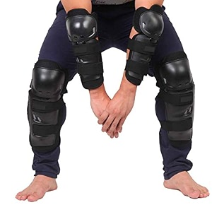 motorcycle cycling knee elbow pads protector 4pcs black - superior wear resistance for safety and comfort