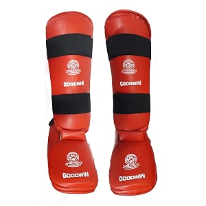 kai approved molded karate shin guard red large