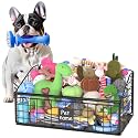 Kaiferty Indestructible Dog Toy basket, Medium Toy Box for Dogs,Pet Toy Bin Dog Metal Basket for Toys, Toy Storage Organizer, Toy Box for Living Room Area (Black)